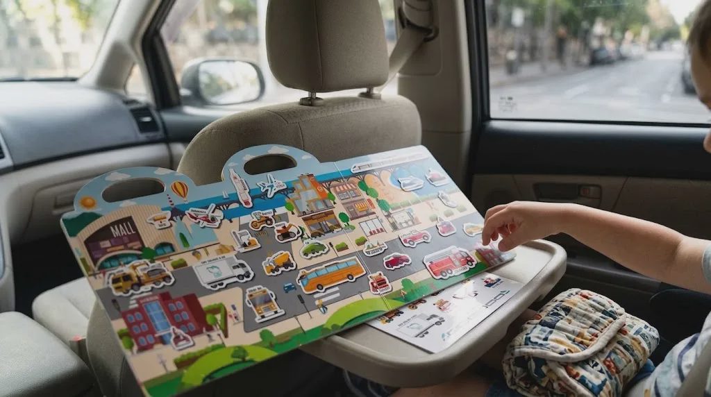 reusable sticker books as travel toddler toys in car