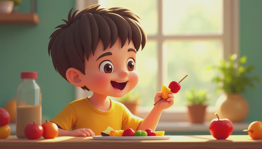 Visual context for children's fruit kebabs