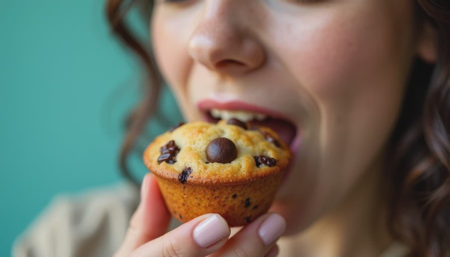 Visual context for chocolate chip mini muffin